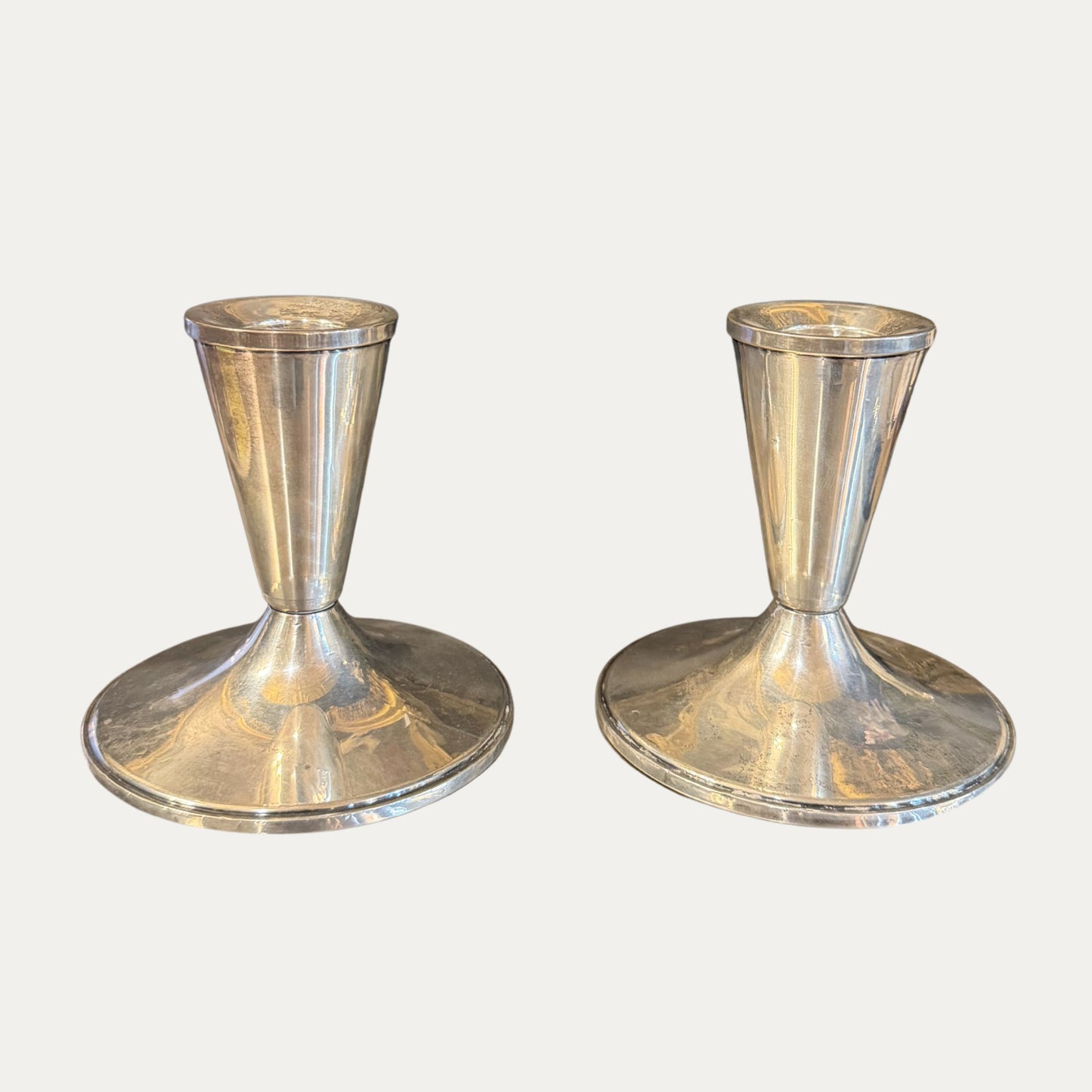 Antique English Sterling Silver Candlestick Holders Pair (2)