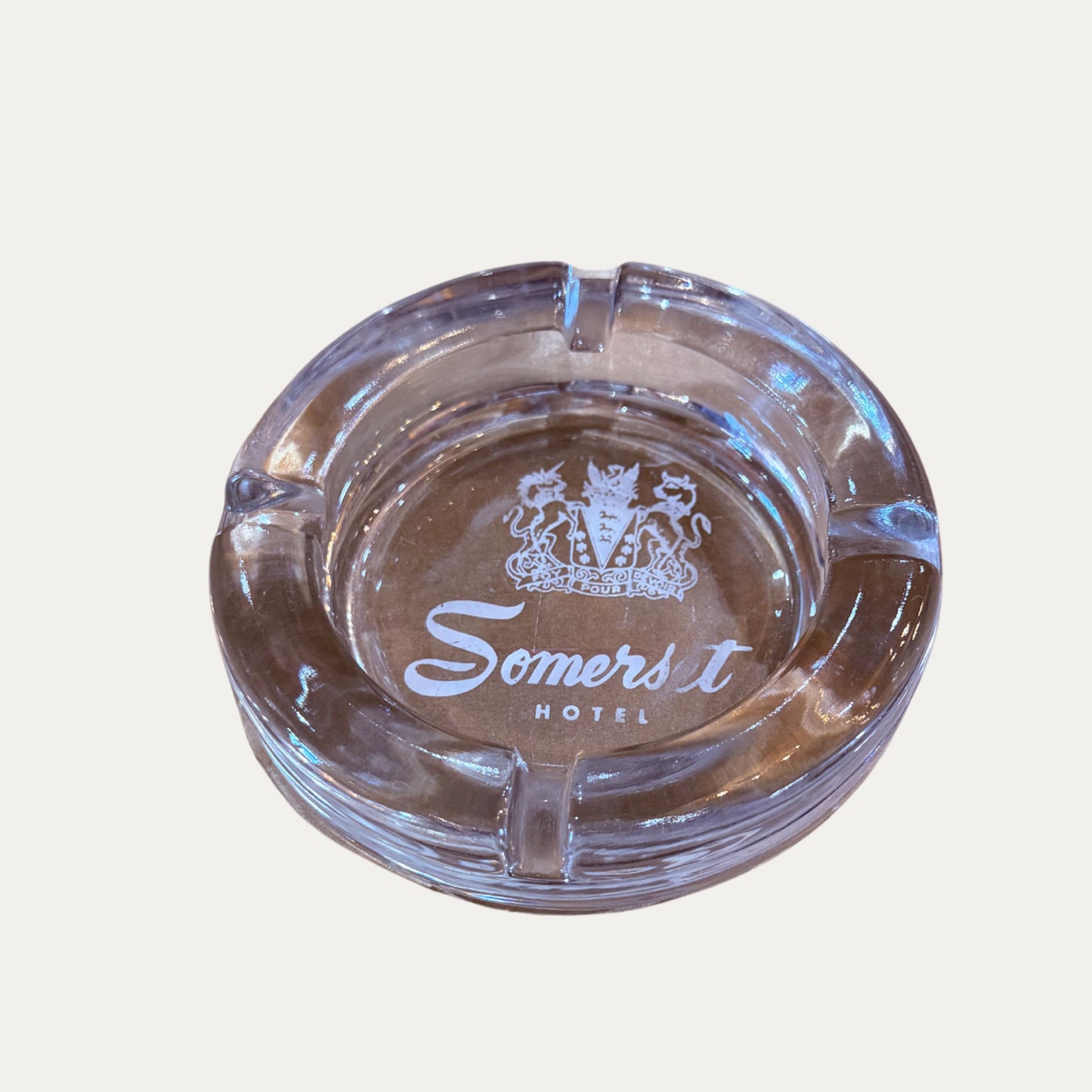 Vintage Somerset Hotel Miami Beach Heavy Glass Ashtray