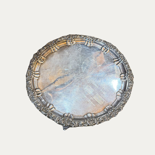 Antique Silver Rococo Crest Tray