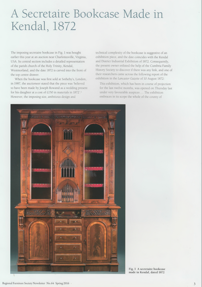 A Secretaire Bookcase Made in Kendal, 1872