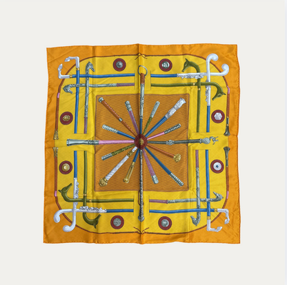 Hermes "Cannes et Pommeaux" 70cm Silk Scarf