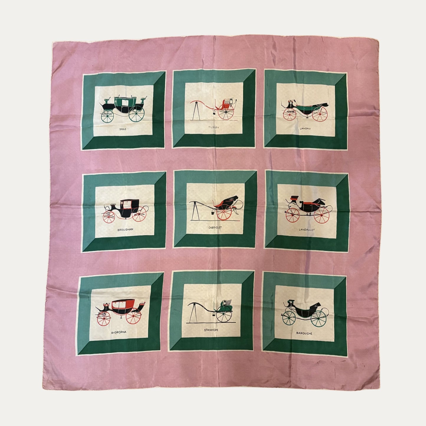 Vintage "Carriages" Mauve 90cm Silk Scarf
