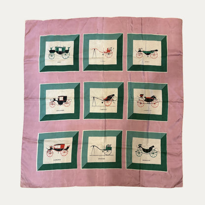 Vintage "Carriages" Mauve 90cm Silk Scarf