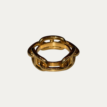Vintage Hermes Gold Plated 1980s Chaine D'Ancre Scarf Ring