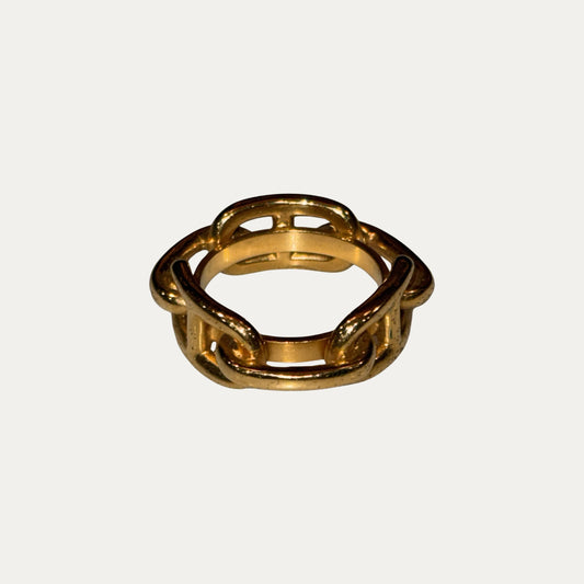 Vintage Hermes Gold Plated 1980s Chaine D'Ancre Scarf Ring