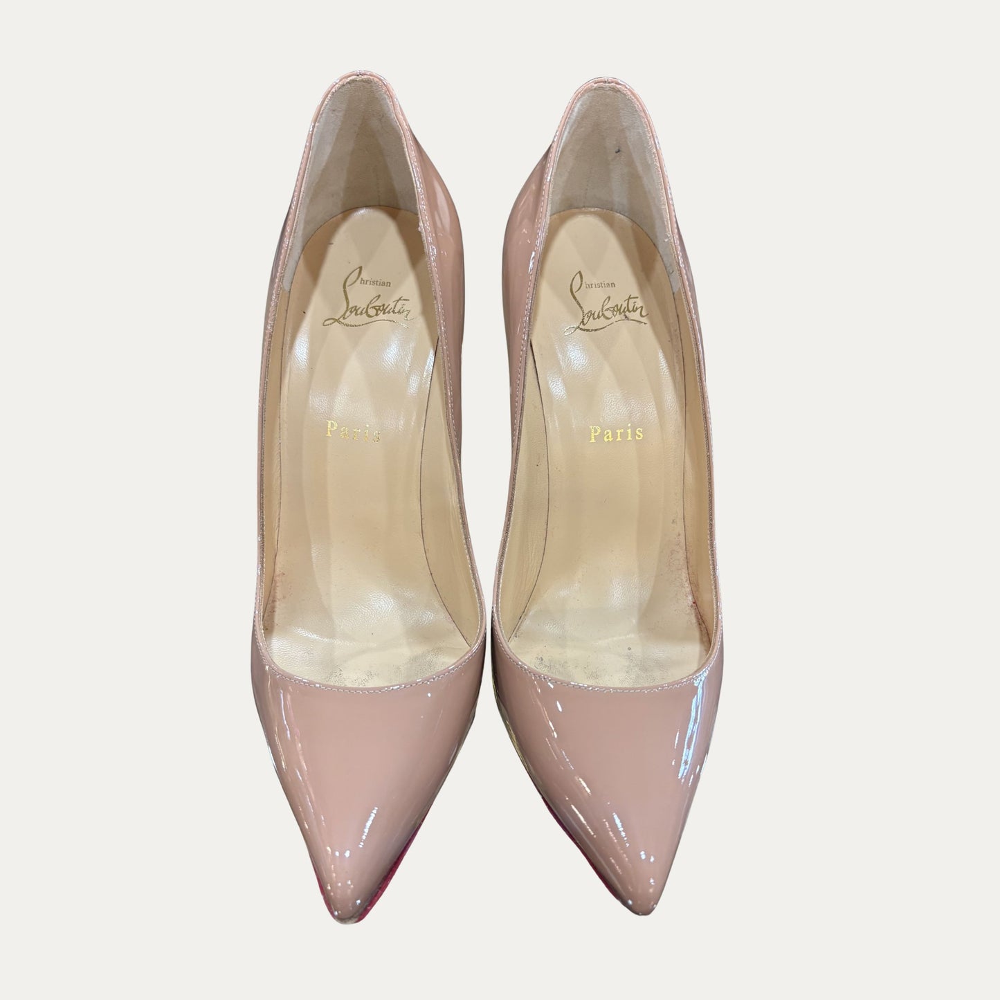 Christian Louboutin Nude So Kate Patent Leather Heels (Size 40)