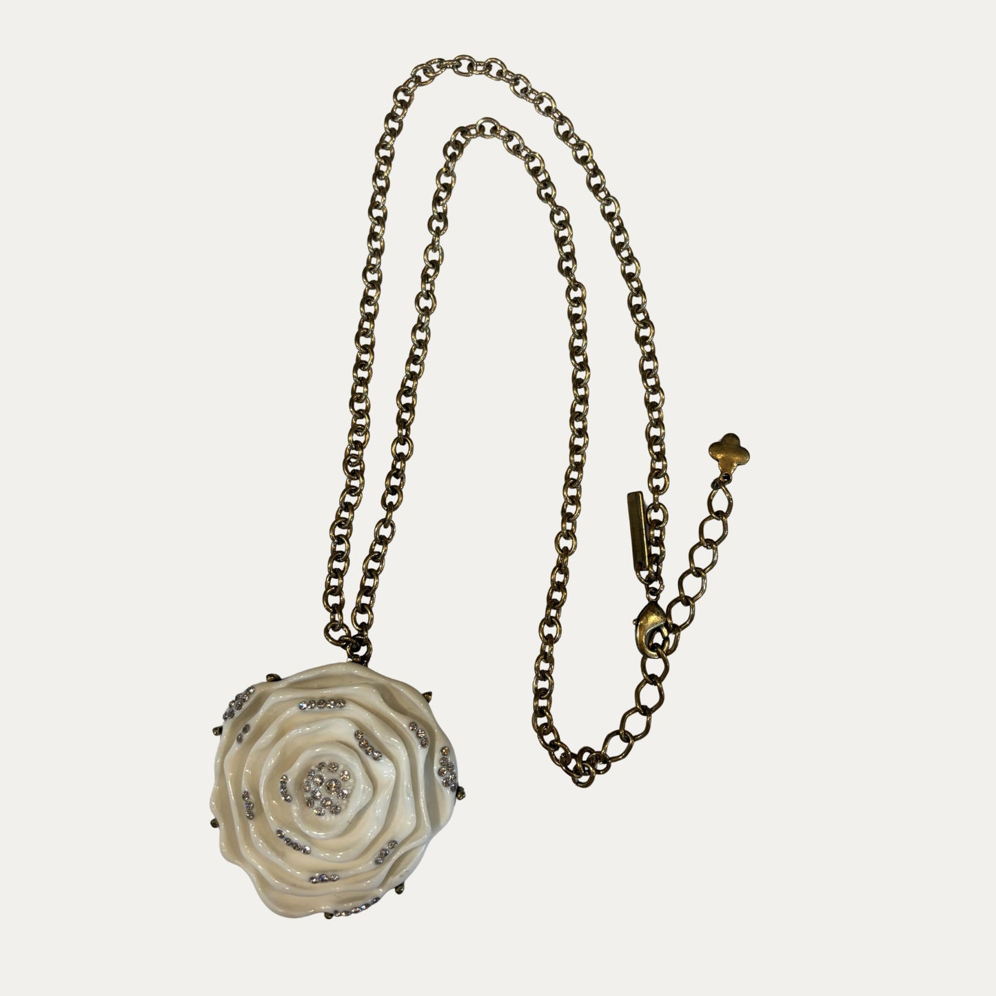 Oscar De La Renta Rhinestone Camellia Statement Necklace