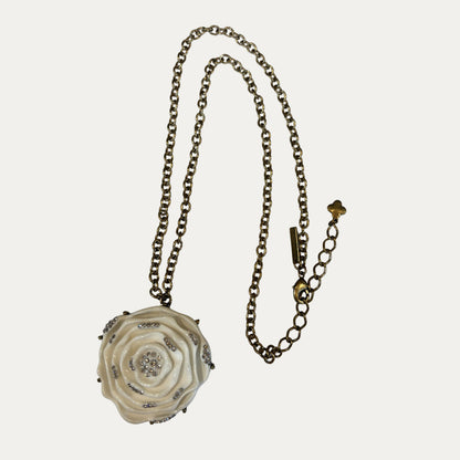 Oscar De La Renta Rhinestone Camellia Statement Necklace