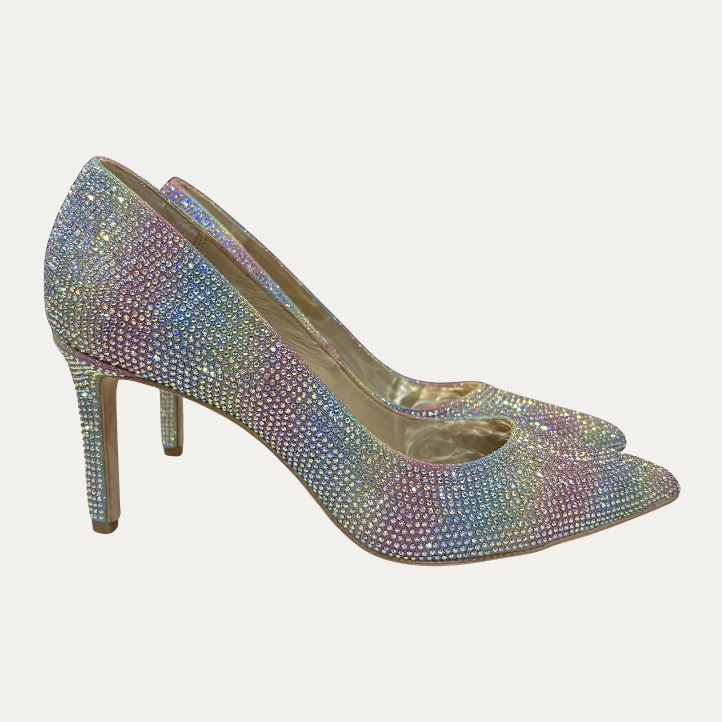 Badgley Mischka Rainbow Crystal High Heels (Size 8)