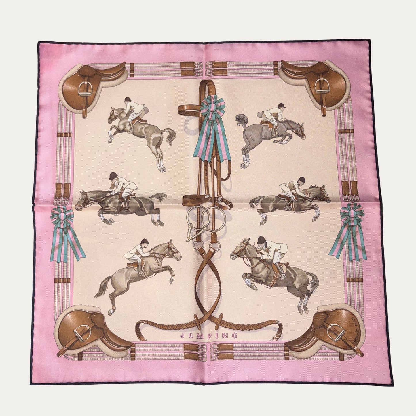 Hermes Cavroche 45cm Silk Jumping Scarf In Pink