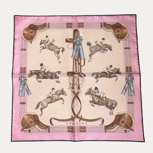 Hermes Cavroche 45cm Silk Jumping Scarf In Pink
