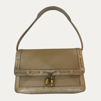 Hermes "2way" Ostrich Leather And Linen Clutch/Shoulder Bag