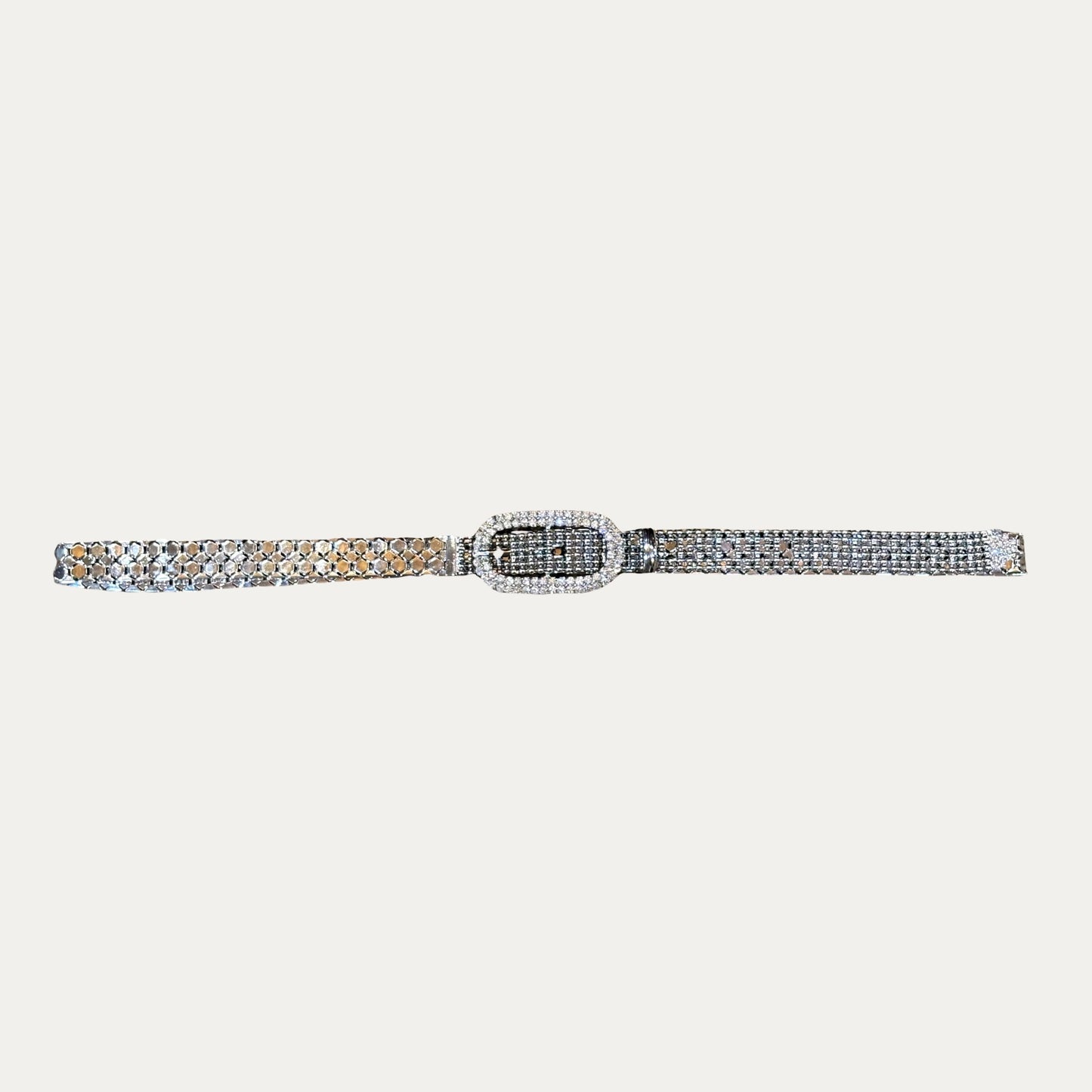 Silver Crystal Buckle Belt