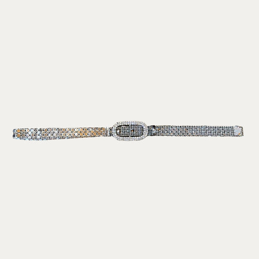 Silver Crystal Buckle Belt