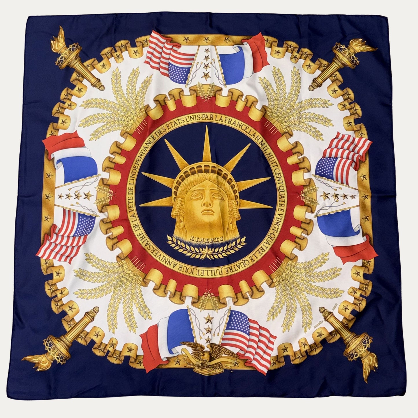 Rare Hermes "Liberty" 90cm Silk Scarf