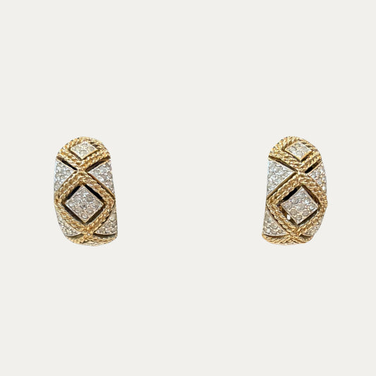 Vintage Crystal Patterned Clip Earrings