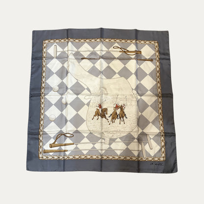 Vintage "d'este" Polo Print 90cm Silk Scarf