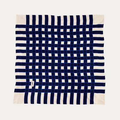 Vintage 1980s Yves Saint Laurent Navy Gingham 90cm Scarf