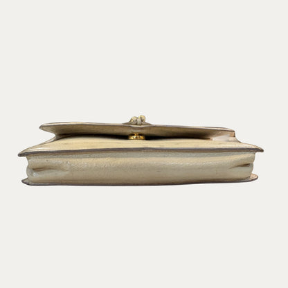 Hermes "2way" Ostrich Leather And Linen Clutch/Shoulder Bag